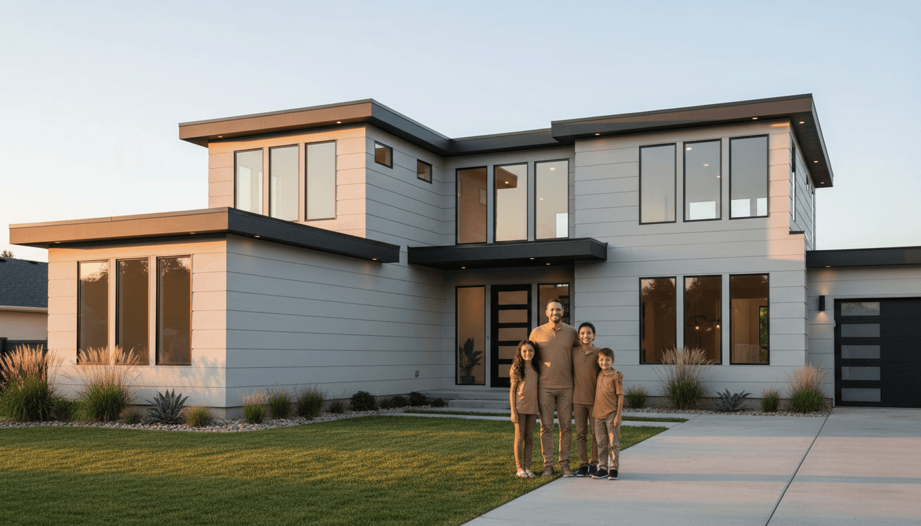 Modern house exterior in a San Jose neighborhood with landscaping